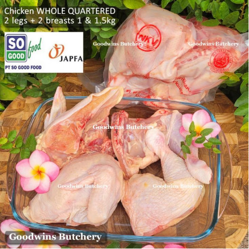 Chicken broiler negeri WHOLE 1/4 QUARTERED frozen SoGood SMALL +/- 1 kg/pc (price/kg)